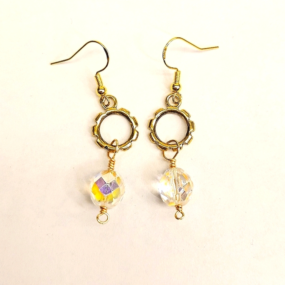 Goldtone and AB glass beaded Earrings